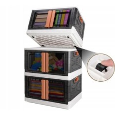 A set of folding boxes Ruiene 4 items x 50 l, stacked home