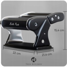 Manuális tortagép TRUE KITCHEN Acél legfeljebb 4 mm fekete tésztahenger vastagság beállítással