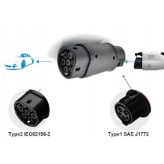 Adapter do ładowania samochodów elektrycznych KHONS od typu 1 do typu 2