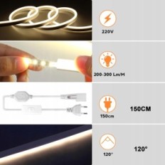 Cinturino al neon LED Bagzy 15m 220 V IP65 120 LED / M White Color