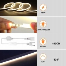 Neonband LED BAGZY 15M 220V IP65 120 LED / M Vit Färg