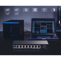 Yullinca hálózati kapcsoló 8 10G SFP porttal, Ethernet 2,5 Gb / s