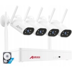 Caméra de sécurité ANGRAN 2K HD 3MP, Wi-Fi avec 4 x 3 mp caméras, jusqu'à 30 m