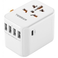 Tessan USB C 30W Adapter, 4XUSB och 1XUSB-C, Universal på språng