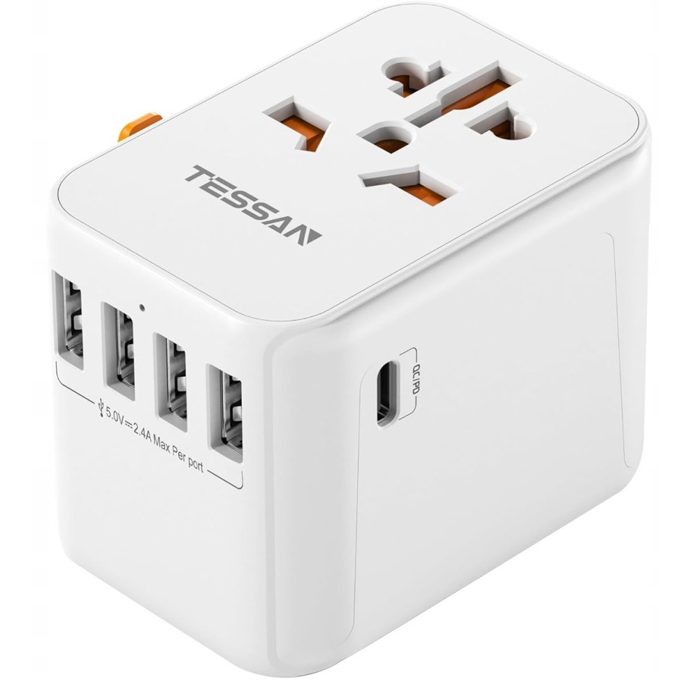 TESSAN USB adapter C 30W, 4xUSB és 1xUSB- C, univerzális utazás