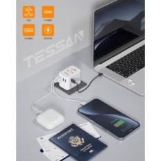 Tessan USB C 30W adapteris, 4xusb ir 1xusb-c, visuotinis kelyje