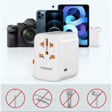Tessan USB C 30W-adapter, 4xUSB en 1XUSB-C, universeel onderweg