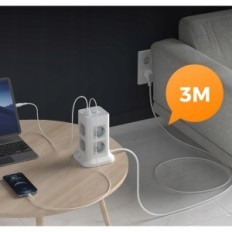 TESSAN 8 foglalat 3m 2 USB 1 USB C 3600W teljesítménykiterjesztő