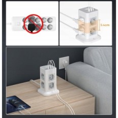 Tessan 8 Prese 3m 2 USB 1 USB C przewrawczący przątwa 2 3600W