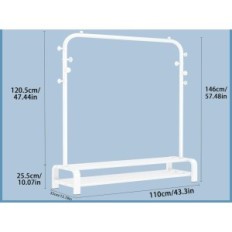 Percha de ropa SMILOVII QY0016, con 6 ganchos, 2 estantes para zapatos, blanco