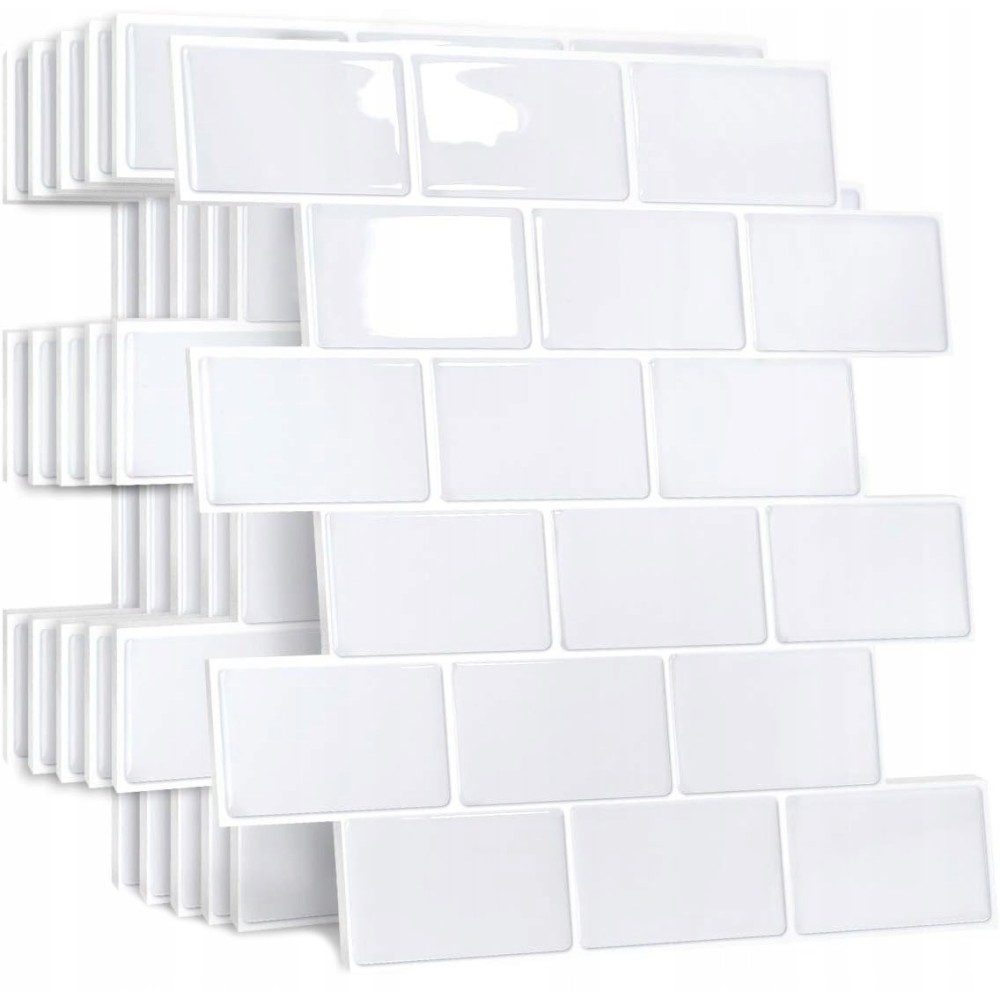 Self-adhesive Wall tiles of YoIlight for the kitchen and bathroom, white, 10pcs.