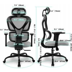 KERDOM office chair with adjustable black headboard