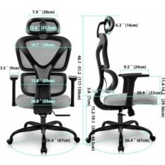 KERDOM office chair with adjustable black headboard