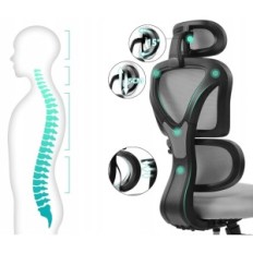 Chaise de bureau Kerdom avec tête de lit noire réglable