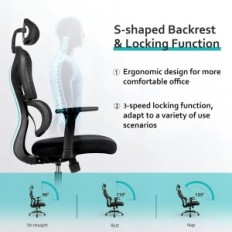 Ergonomisk stol Rotary Office Kerdom KD-9070 Sort brugt