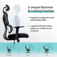 Ergonomická stolička Rotačná kancelária Kerdom KD-9070 Čierna