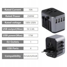 Tessan adapterio adapteris Pasaulio adapterio lizdas 633f juoda
