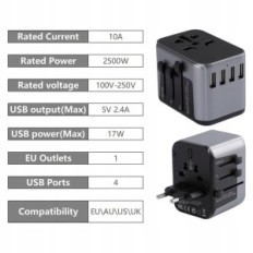 Adattatore Adattatore Tessan Socket Adattatore mondiale 633F nero
