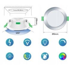 Headlight LED ALUSSO for Built-in 230V 7W IP44 3000 K / 4000K / 6500 K 12 pieces