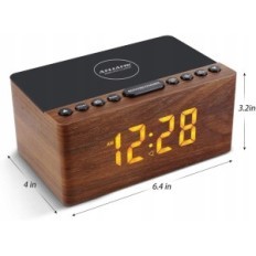 Despertador de rádio digital do carregamento sem fio de Anjank, 10 na porta USB