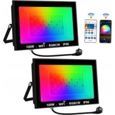 LED-projector T-SUNUS TS-F42100-RGBCW, RGB, WIFI, IP66, 100W, 2 stuks.