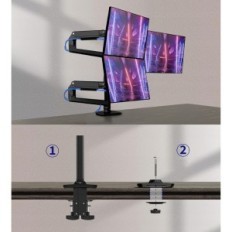 Trīs ERGOUNION E666 monitori līdz 40 collām un līdz 11 kg melnā krāsā