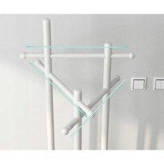 Kungfuwood Hanger, puidust riided Hanger koos 3 riiulitega, valge