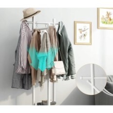 Kungfuwood Hanger, puidust riided Hanger koos 3 riiulitega, valge