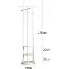 Kungfuwood Hanger, puidust riided Hanger koos 3 riiulitega, valge