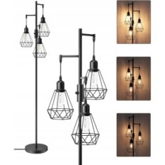 Stående lampe til Edishine Salon, 163 cm, Sort med E27 Bulb, 3 bur