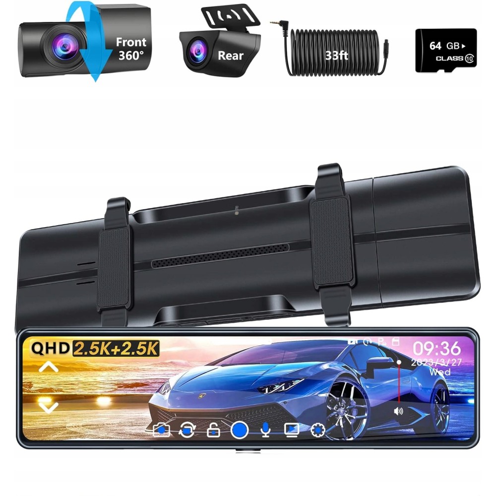 Priekšējais aizmugurējais fotoaparāts VTOPEK T77S-2K 11 collas. C tipa IP68 64 GB TF