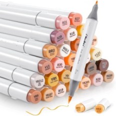 Markers ohuhu y30-80400-78 36 stks, borstel met dubbele tip en koffer