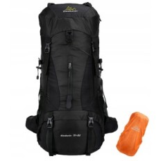 Camping ryggsäck doshwin 70l + 5l med regnrock, svart
