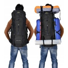 Sac à dos de camping Doshwin 70l + 5L avec imperméable, noir