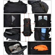 Sac à dos de camping Doshwin 70l + 5L avec imperméable, noir