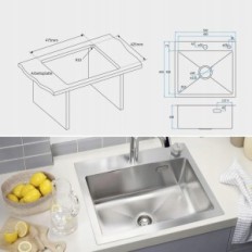 Zlew ze stali nierdzewnej SANYCASA z syfonem i zdalnym sterowaniem odpływu