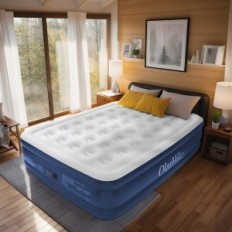 Golofte matras met elektrische pomp 203x152x46 cm Blue Olarhike
