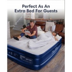 Matelas floré avec pompe électrique 203x152x46 cm bleu olarhike