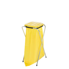 Rack of catering handle on 120l bags on garbage junk yellow
