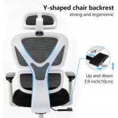 Ergonominen toimistotuoli Kerdom kääntyvä valkoinen KD-9070-F