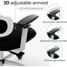 Ergonomisks biroja krēsls Kerdddom Swivel White KD-9070-F