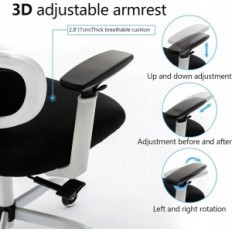 Ergonomiškas biuro kėdė Kerdom pasukamas baltas kd-9070-f