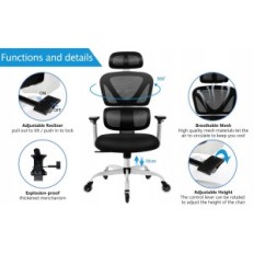 Ergonomiczne krzesło biurowe KERDOM obrotowe białe KD-9070-F