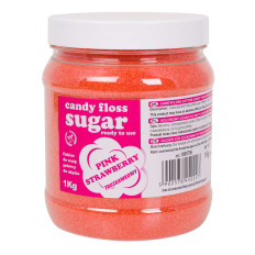 Kleurrijke suiker aan een roze suikerswol met aardbei smaak 1kg