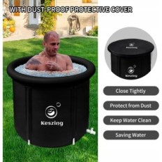 Baignoire de bain de glace gonflable portable avec couverture 75x75 cm