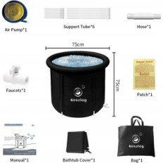Portable inflatable ice bath tub with 75x75 cm cover