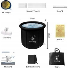 Portable inflatable ice bath tub with 75x75 cm cover