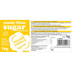 Kleurrijke suiker voor een gele suikerswol met een vanille smaak 1kg