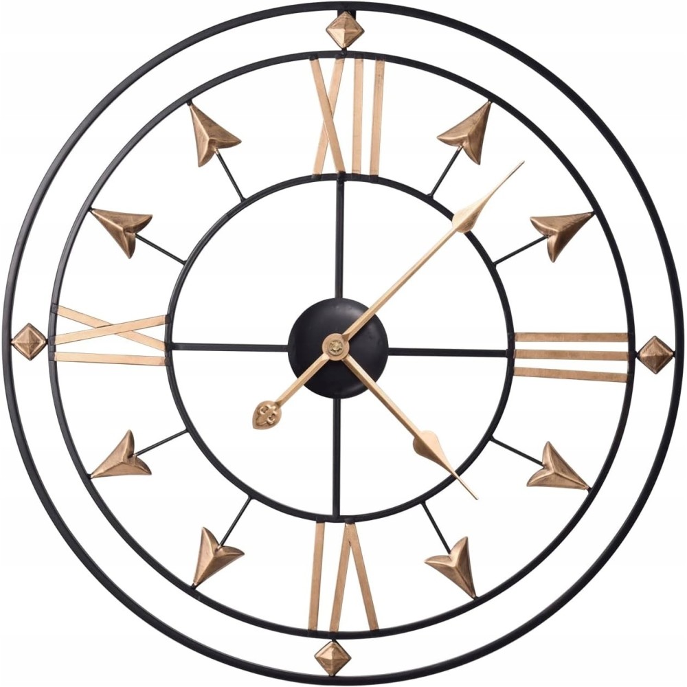 Wall Clock Velika Okrogla kovinska tiho Vintage Ø 60cm Yumyolk