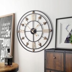 Zid Clock Veliki okrugli metal tihi berba Ø 60 cm yumyolk